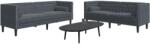 vidaXL Set canapele Chesterfield cu perne rulou, 2 piese, gri, catifea GartenMobel Dekor (3209292) Canapea
