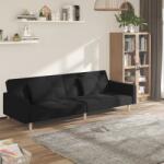 vidaXL Canapea extensibila cu 2 locuri, 2 perne, negru, textil GartenMobel Dekor (375801) Canapea