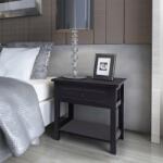 vidaXL Noptiera din lemn negru GartenMobel Dekor (242872)