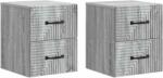 vidaXL Set 2 noptiere suspendate gri Sonoma, 34, 5 x 33 x 40 cm, 4 sertare (898648)