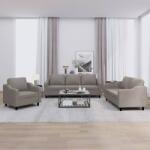vidaXL Set de canapea cu perne, 3 piese, gri taupe, material textil GartenMobel Dekor (3201777) Canapea