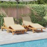 vidaXL Sezlong 3 pcs Bej Lemn Solid de Acacia GartenMobel Dekor (3325184)