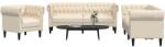 vidaXL Set de canapele, 3 piese, crem, material GartenMobel Dekor (3209198) Canapea