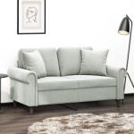 vidaXL Canapea cu 2 locuri cu pernute, gri deschis, 120 cm, catifea GartenMobel Dekor (3200935) Canapea