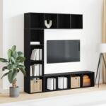 vidaXL Raft pentru carti 3 pcs Stejar Negru 36 x 30 x 143 cm GartenMobel Dekor (3333046) Biblioteca
