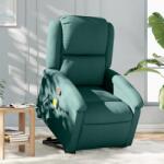 vidaXL Fotoliu rabatabil de masaj, cu ridicare, verde închis, textil GartenMobel Dekor (3204182)