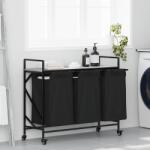 vidaXL Cos de rufe 3 compartimente cu roti sonoma gri GartenMobel Dekor (859093)