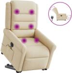 vidaXL Fotoliu electric de masaj rabatabil cu ridicare, crem, textil GartenMobel Dekor (3303352)