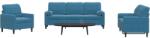 vidaXL Set de canapele cu perne/rulouri, 3 piese, albastru, catifea GartenMobel Dekor (3278380) Canapea