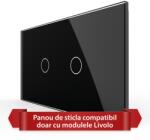 LIVOLO Panou Intrerupator Simplu + Simplu cu Touch LIVOLO din Sticla, Standard Italian - 4M SmartElectro IntelligentHouse (VL-P901.1-4B)