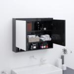 vidaXL Dulap de baie cu oglinda, negru stralucitor, 80x15x60 cm, MDF GartenMobel Dekor (331531)