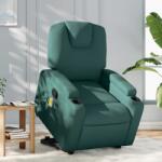 vidaXL Fotoliu rabatabil de masaj, cu ridicare, verde închis, textil GartenMobel Dekor (3204386)