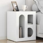 vidaXL Noptiera Alb lucios 40 x 35 x 50 cm Lemn compozit GartenMobel Dekor (891252)