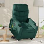 vidaXL Fotoliu rabatabil de masaj, cu ridicare, verde închis, textil GartenMobel Dekor (3204614)