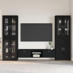 vidaXL Set comoda TV cu sertar cu usa FLORIN 3 pcs Negru Lemn compozit GartenMobel Dekor (3398005)