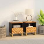vidaXL Noptiere, 2 buc. , maro si negru, lemn masiv de mango GartenMobel Dekor (356790)