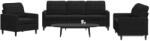 vidaXL Set de canapele cu perne, 3 piese, negru, catifea GartenMobel Dekor (3278356) Canapea