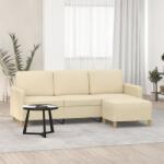 vidaXL Canapea cu 3 locuri cu taburet, crem, 180 cm, material textil GartenMobel Dekor (3201194) Canapea