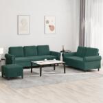vidaXL Set de canapele cu perne, 3 piese, verde închis, catifea GartenMobel Dekor (3202262) Canapea