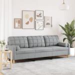 vidaXL Canapea cu 3 locuri cu pernute, gri deschis, 210 cm, textil GartenMobel Dekor (3278201) Canapea