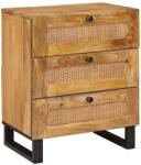 vidaXL Noptiera din lemn masiv de mango, 3 sertare, 50 x 33 x 62 cm (4018053)