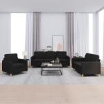 vidaXL Set de canapele cu perne, 3 piese, negru, textil GartenMobel Dekor (3202058) Canapea
