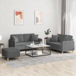 vidaXL Set de canapele cu perne, 3 piese, gri închis, textil GartenMobel Dekor (3202111) Canapea