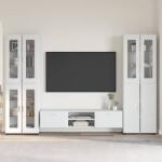 vidaXL Set comoda TV cu sertar FLORIN 3 pcs Alb lucios Lemn compozit GartenMobel Dekor (3398008)