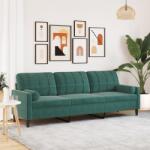 vidaXL Canapea cu 3 locuri cu pernute, verde închis, 210 cm, catifea GartenMobel Dekor (3278241) Canapea