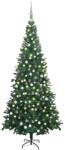 vidaXL Brad de Craciun pre-iluminat cu set globuri, verde, 240 cm, L GartenMobel Dekor (3077663)