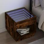 vidaXL Noptiera cu LED infinity, stejar fumuriu, 50x50x50 cm GartenMobel Dekor (3284088)