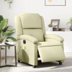 vidaXL Fotoliu de masaj rabatabil electric, crem, piele naturala GartenMobel Dekor (3204260)