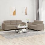 vidaXL Set de canapele cu perne, 2 piese, gri taupe, microfibra GartenMobel Dekor (3202338) Canapea