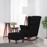 vidaXL Scaun balansoar, picioare din lemn si taburet, negru, catifea GartenMobel Dekor (3121236) Balansoar