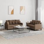 vidaXL Set de canapele cu perne, 2 piese, maro, textil GartenMobel Dekor (3201651) Canapea