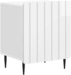 vidaXL Noptiera alb foarte lucios 43x34, 5x52 cm cu usa si picioare metalice (894343)