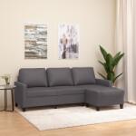 vidaXL Canapea cu 3 locuri si taburet, gri, 180 cm, piele ecologica GartenMobel Dekor (3201026) Canapea