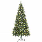 vidaXL Brad de Craciun artificial pre-iluminat cu conuri de pin 210 cm GartenMobel Dekor (3077748)