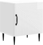 vidaXL Noptiera alb foarte lucios 43x34, 5x50 cm, cu usa si picioare metalice (894803)