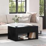 vidaXL Masa de cafea Stejar Negru 80 x 50 x 40 cm Lemn compozit GartenMobel Dekor (881131)