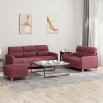 vidaXL Set canapea cu perne, 3 piese, rosu vin, material textil GartenMobel Dekor (3201614) Canapea