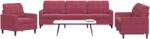 vidaXL Set canapea cu perne, 3 piese, rosu vin, catifea GartenMobel Dekor (3278435) Canapea