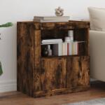 vidaXL Servanta cu lumini LED, stejar fumuriu, 60, 5x37x67 cm GartenMobel Dekor (836620) Comoda