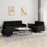 vidaXL Set de canapele cu perne, 3 piese, negru, textil GartenMobel Dekor (3201612) Canapea