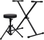 vidaXL Set suport de claviatura si taburet, negru GartenMobel Dekor (70095)