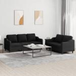 vidaXL Set de canapele cu perne, 2 piese, negru, textil GartenMobel Dekor (3201838) Canapea