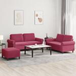 vidaXL Set canapea cu perne, 3 piese, rosu vin, catifea GartenMobel Dekor (3202224) Canapea