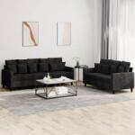 vidaXL Set de canapele cu perne, 2 piese, negru, catifea GartenMobel Dekor (3201725) Canapea