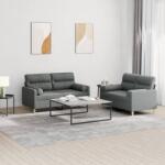 vidaXL Set de canapele cu perne, 2 piese, gri închis, material textil GartenMobel Dekor (3201585) Canapea