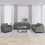 vidaXL Set de canapele cu perne, 3 piese, gri închis, textil GartenMobel Dekor (3201787) Canapea